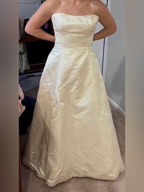 Saks Fifth Avenue Cream Silk Satin A-Line Wedding Dress